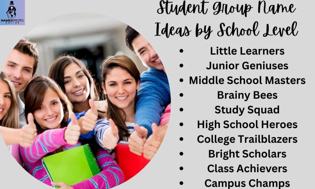 Student Group Name Ideas by School Level