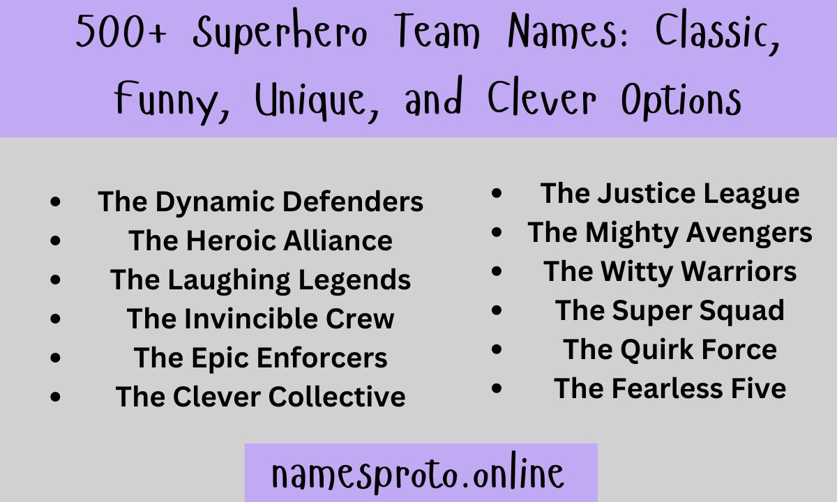 500+ Superhero Team Names Classic, Funny, Unique, and Clever Options