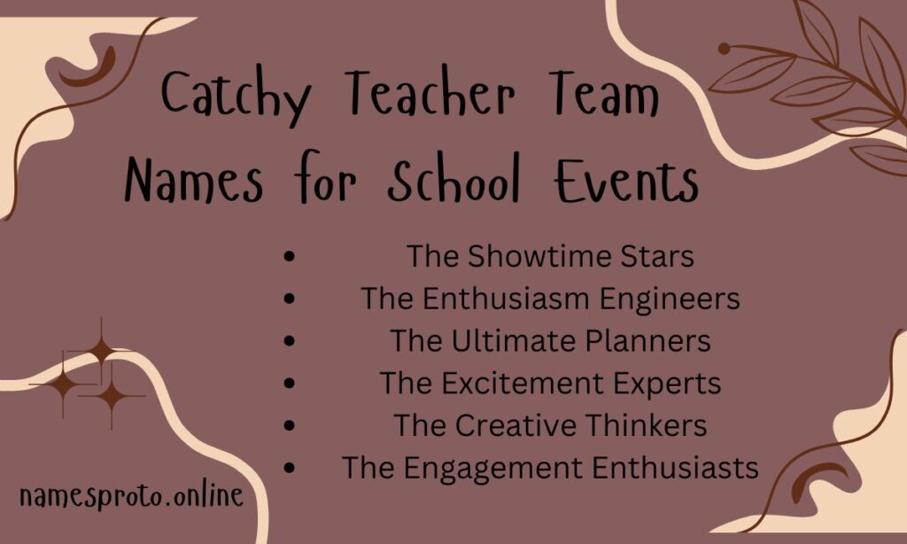 Catchy Teacher Team Names for School Events