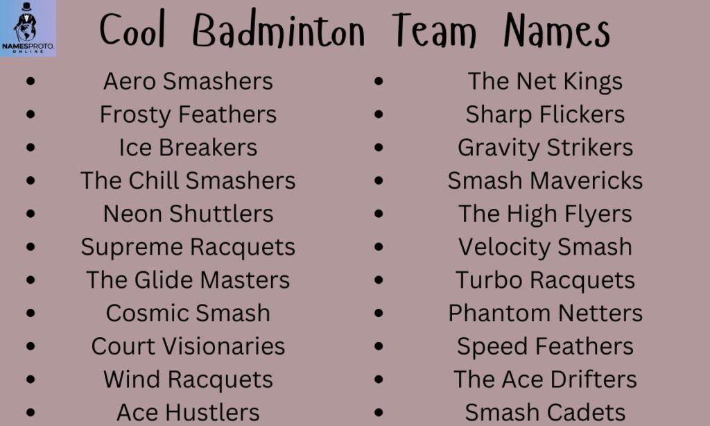 Cool Badminton Team Names