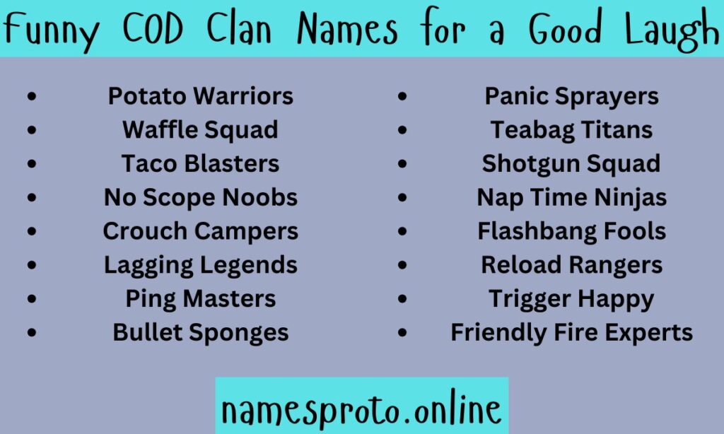 Funny COD Clan Names for a Good Laugh