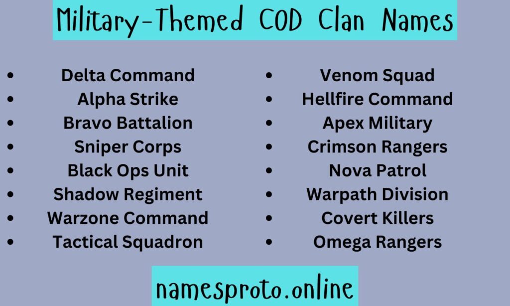 Military-Themed COD Clan Names