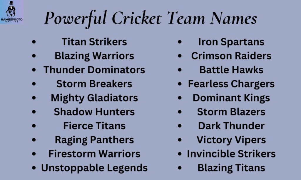 Powerful Cricket Team Names