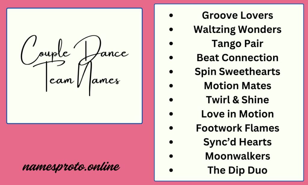 Couple Dance Team Names