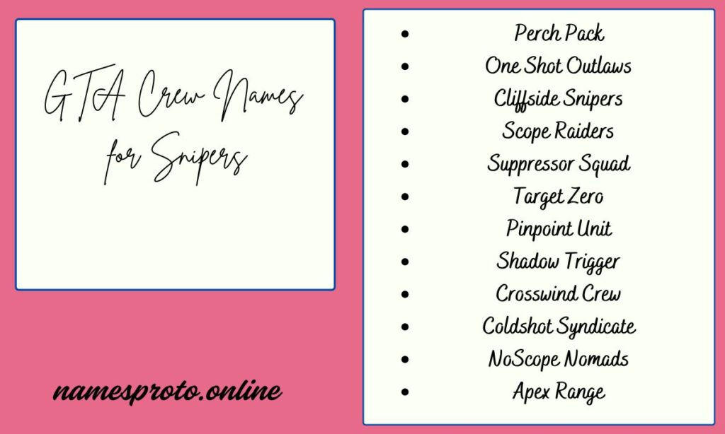 GTA Crew Names for Snipers