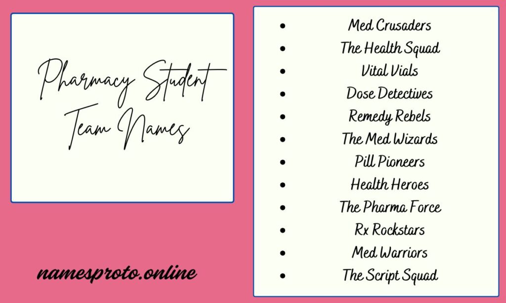Pharmacy Student Team Names