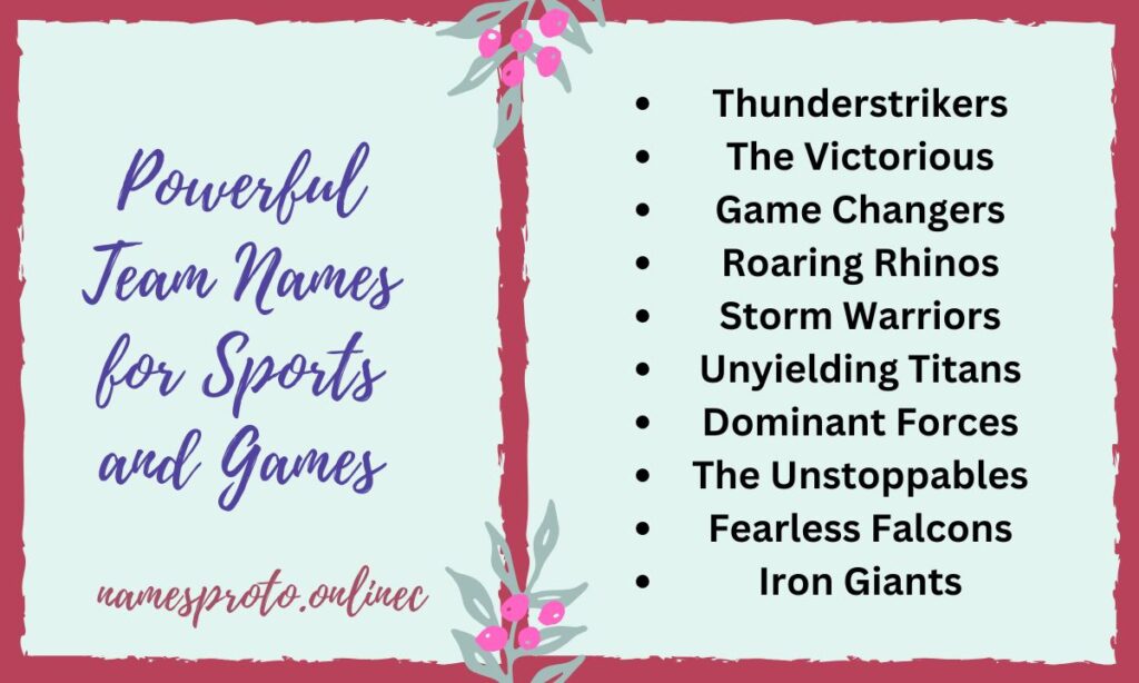 Powerful Team Names for Sports and Games