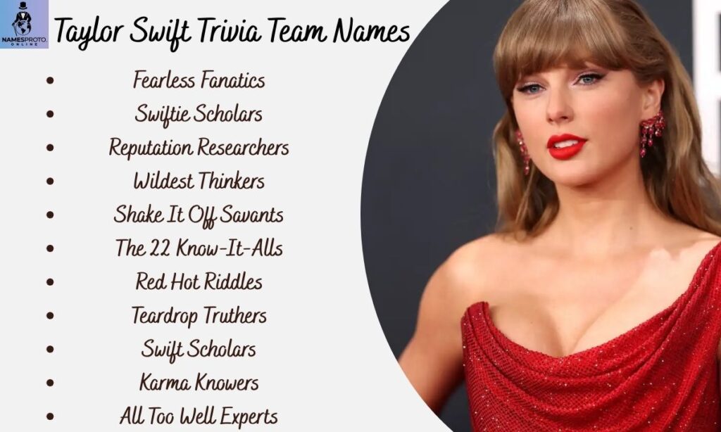 Taylor Swift Trivia Team Names