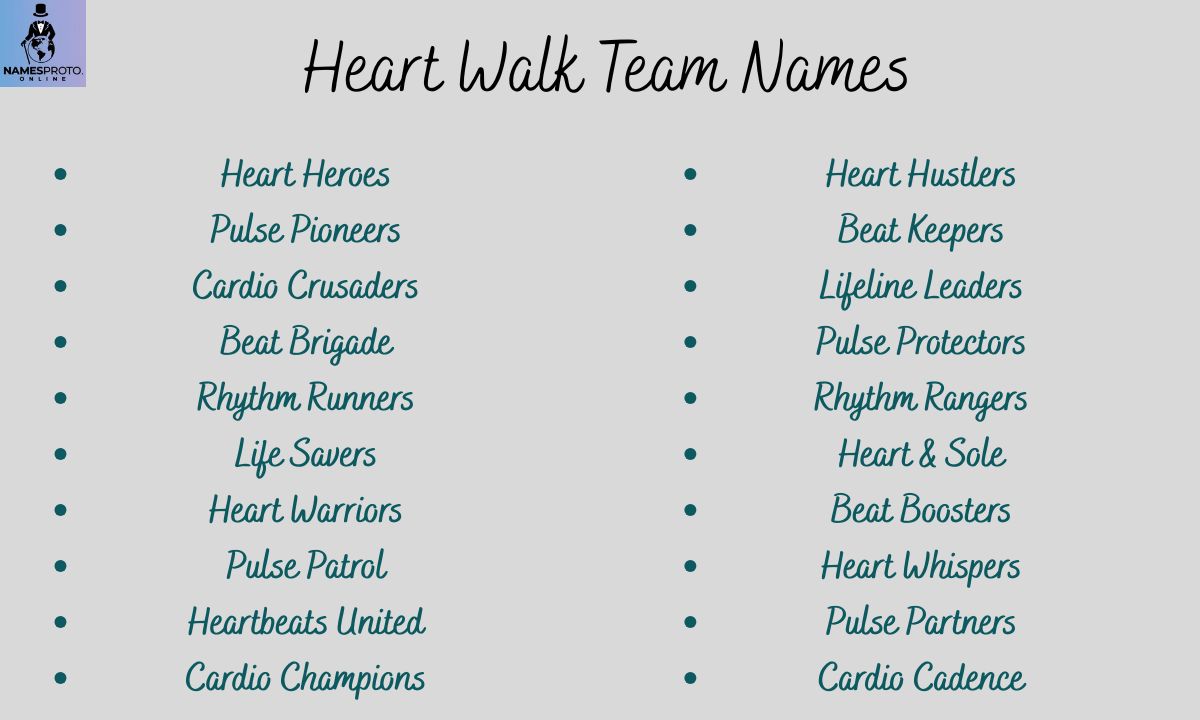 645+ Heart Walk Team Names to Inspire Your Crew's Heartfelt Journey