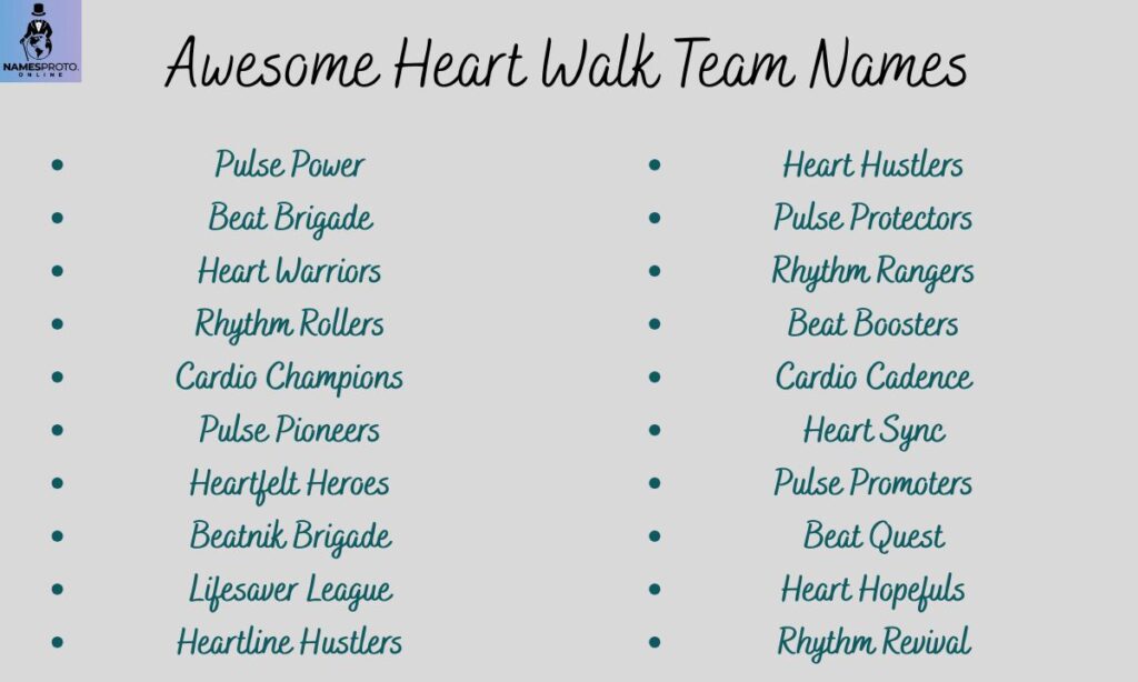 Awesome Heart Walk Team Names