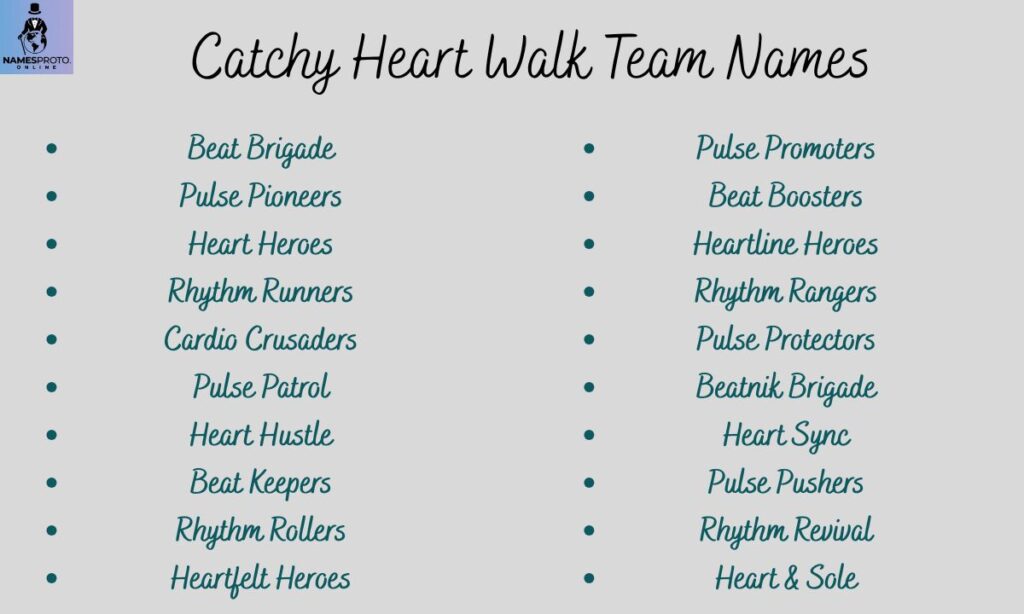 Catchy Heart Walk Team Names