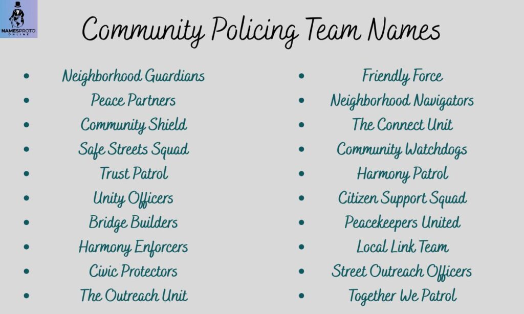 Community Policing Team Names