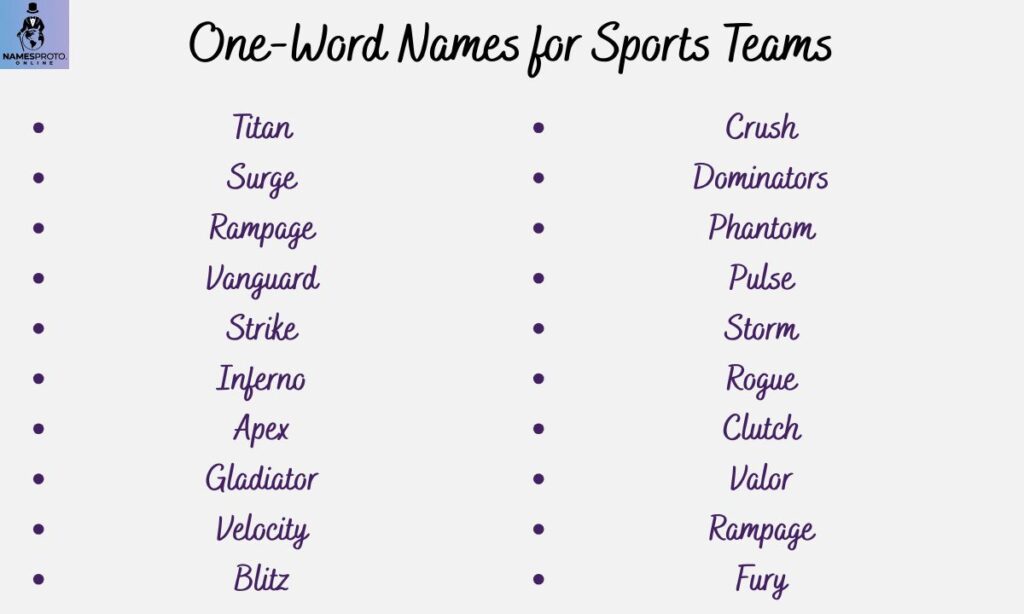One-Word Names for Sports Teams